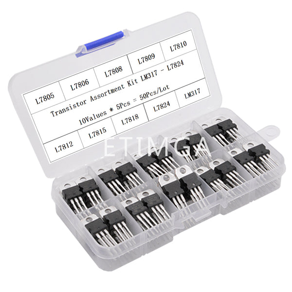 50PCS Voltage Regulator Transistor Assortment Kit – LM317T & L78XX Series