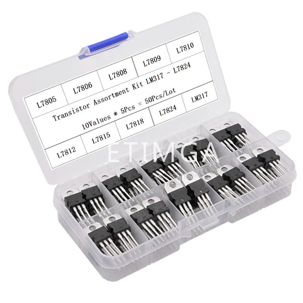 50PCS Voltage Regulator Transistor Assortment Kit – LM317T & L78XX Series