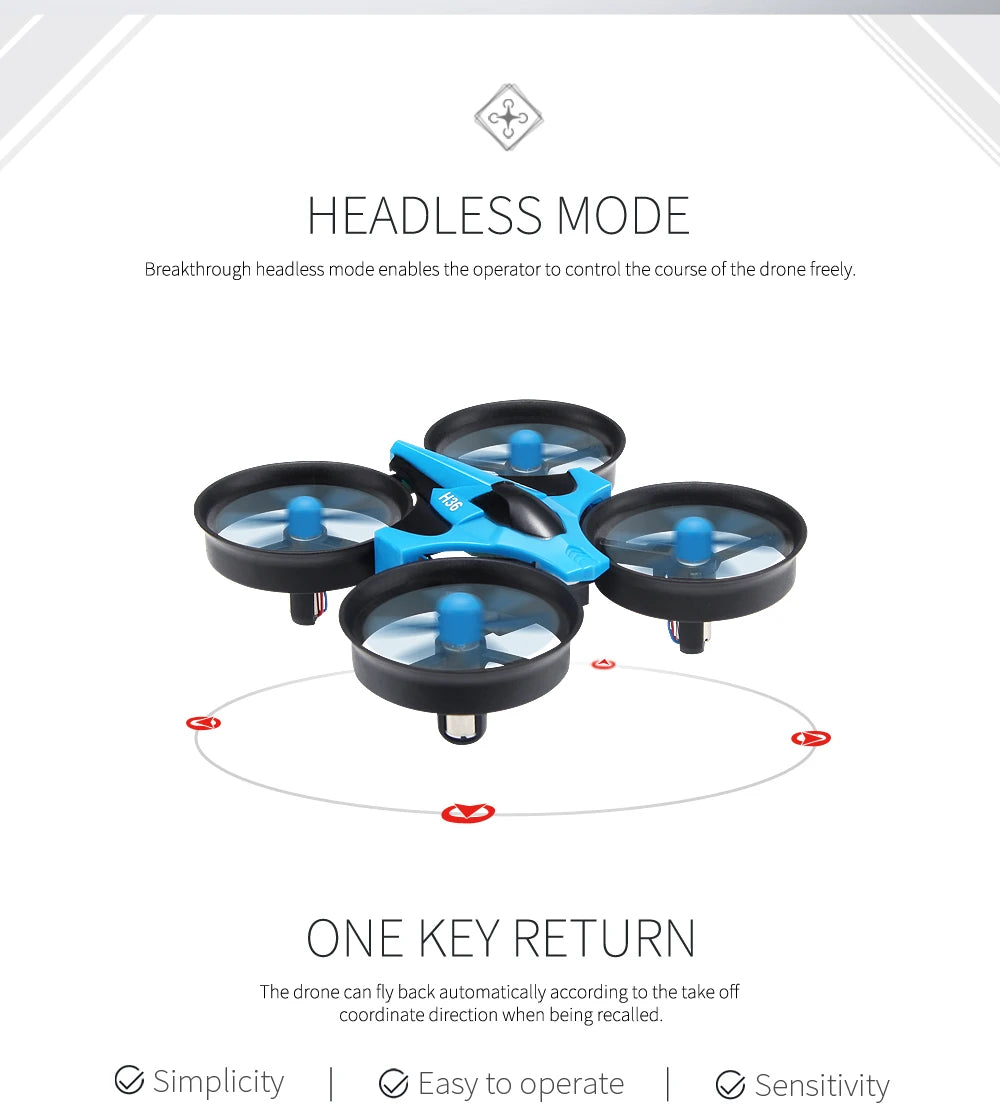 JJRC H36 Mini RC Drone with 6-Axis Gyro & 360° Flip Function