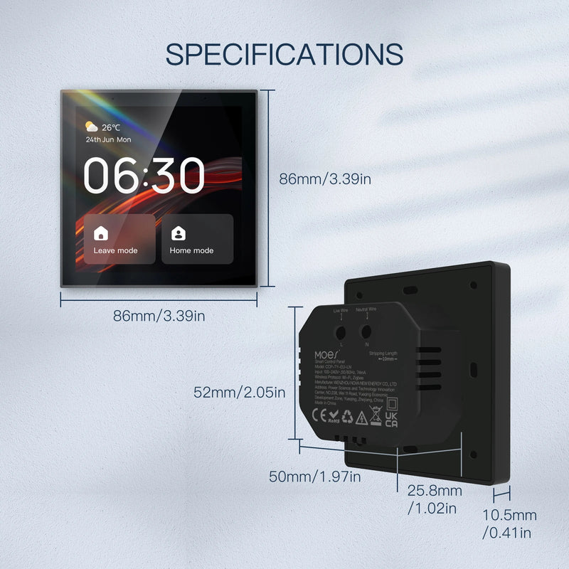 MOES 4" WiFi Touch Panel – Tuya Screen with Alexa & Zigbee Gateway Integration