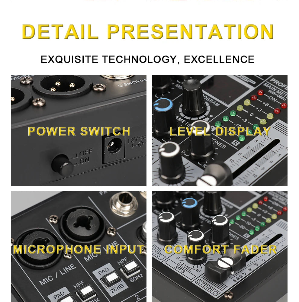 TKL 4-Channel DSP Audio Mixer with USB & Bluetooth