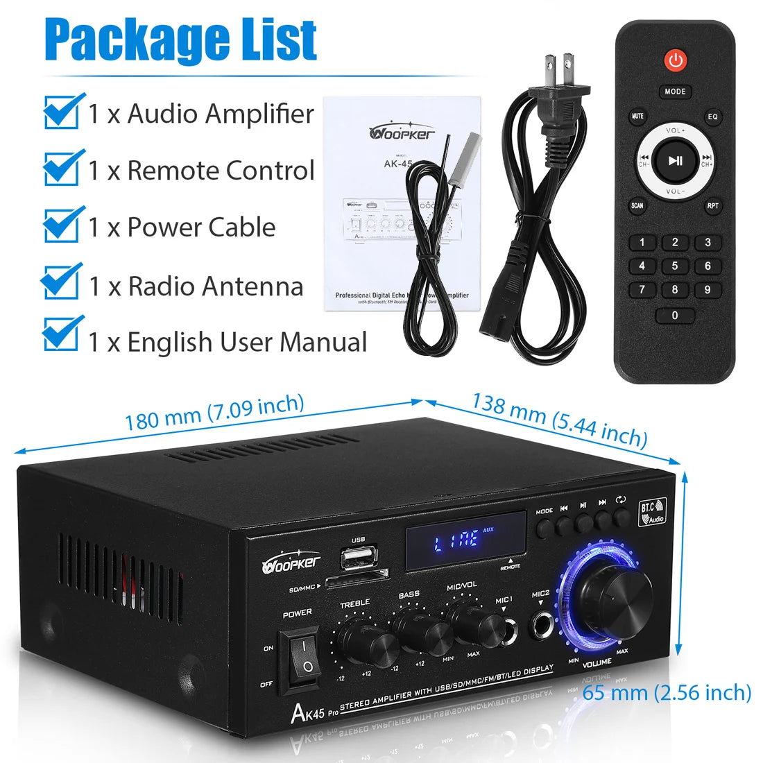 Woopker AK Series Bluetooth Digital Amplifier (AK35/45/45 Pro/55)