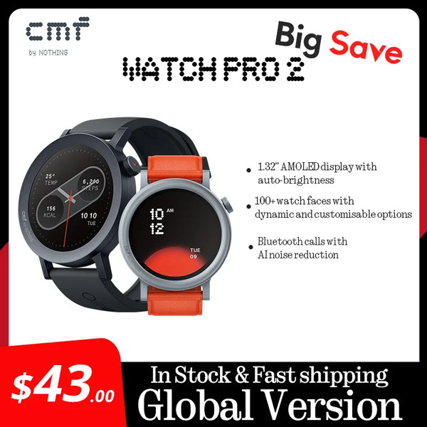 CMF Watch Pro 2 – 1.32" AMOLED Smartwatch with GPS & Bluetooth Calling