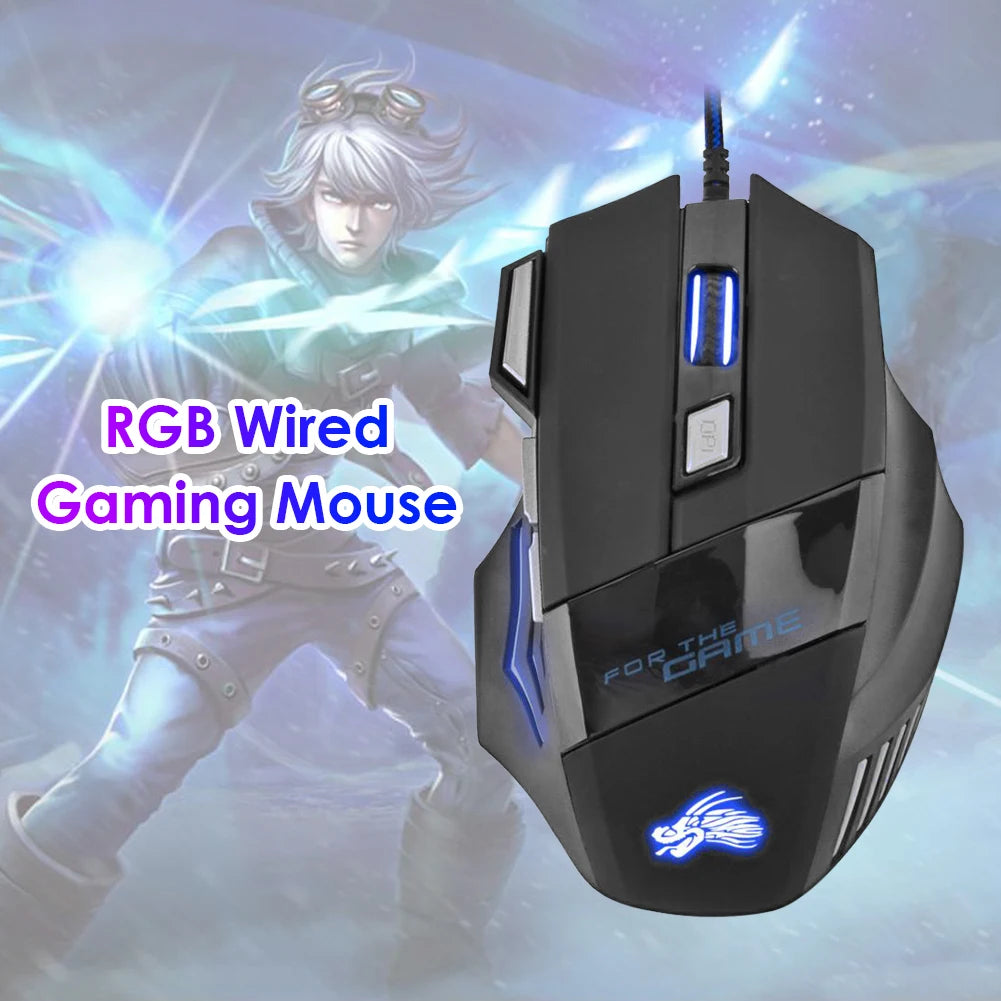 USB Wired 7-Button Gaming Mouse with Adjustable Backlight