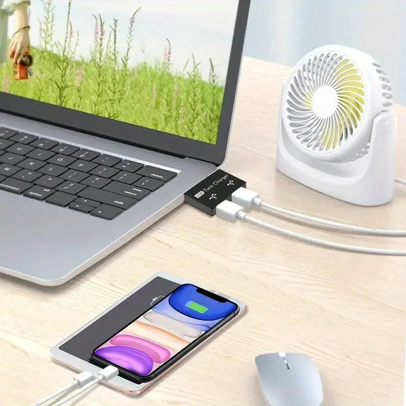 USB 2.0 Splitter – 1 Male to 2 Female Hub Adapter for Charging & Data