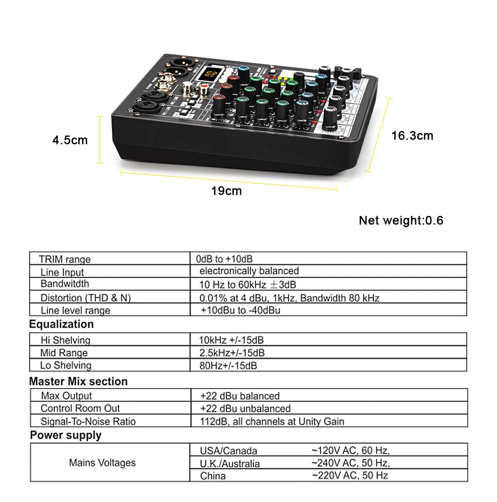 TKL 4-Channel DSP Audio Mixer with USB & Bluetooth