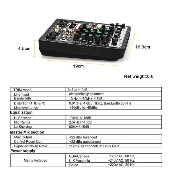 TKL 4-Channel DSP Audio Mixer with USB & Bluetooth