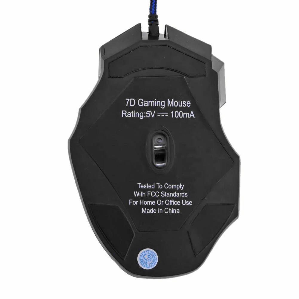 USB Wired 7-Button Gaming Mouse with Adjustable Backlight