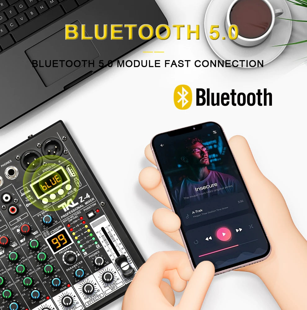 TKL 4-Channel DSP Audio Mixer with USB & Bluetooth
