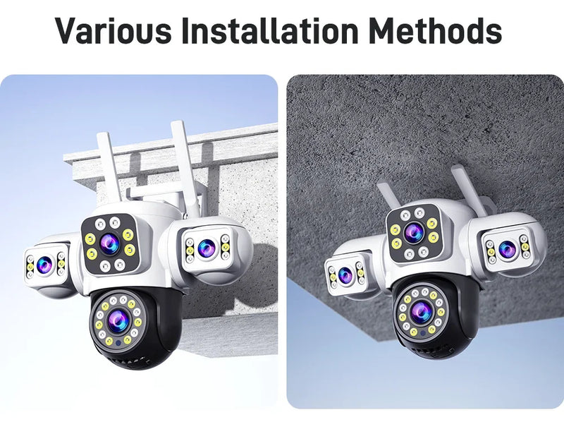 ANSVICAM 6K PTZ Camera – Triple Lens 360° Outdoor WiFi Surveillance (12MP, IP66)