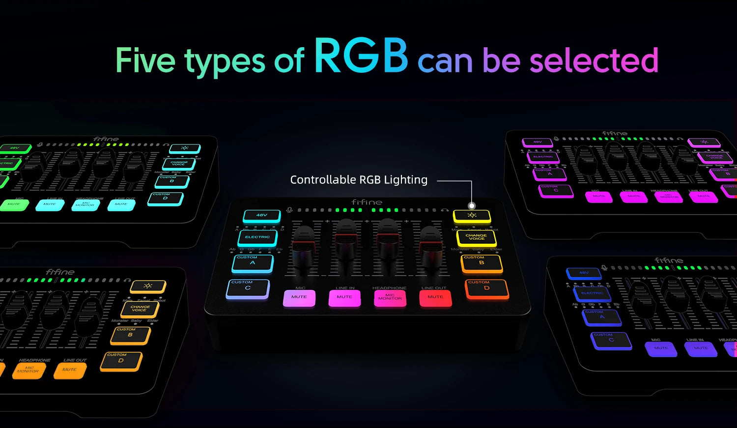 FIFINE SC3 RGB Audio Mixer – 4-Channel XLR Interface for Streaming & Gaming
