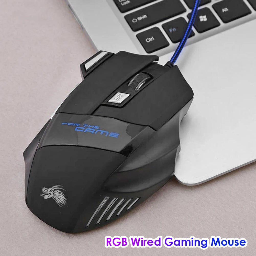 USB Wired 7-Button Gaming Mouse with Adjustable Backlight