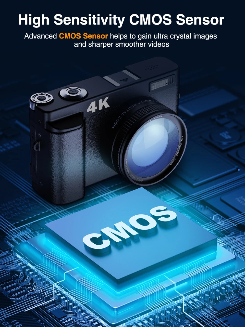 4K 48MP Digital Camera with Autofocus & 180° Flip Screen