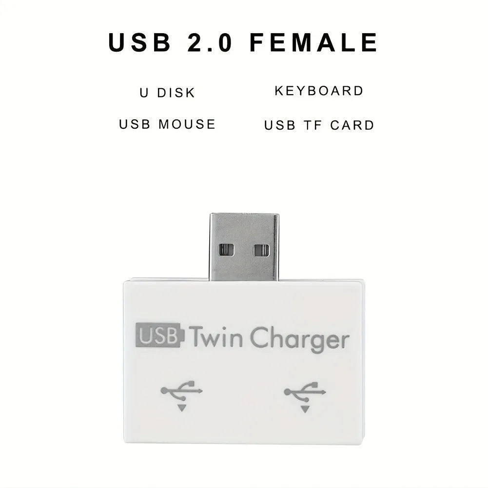 USB 2.0 Splitter – 1 Male to 2 Female Hub Adapter for Charging & Data