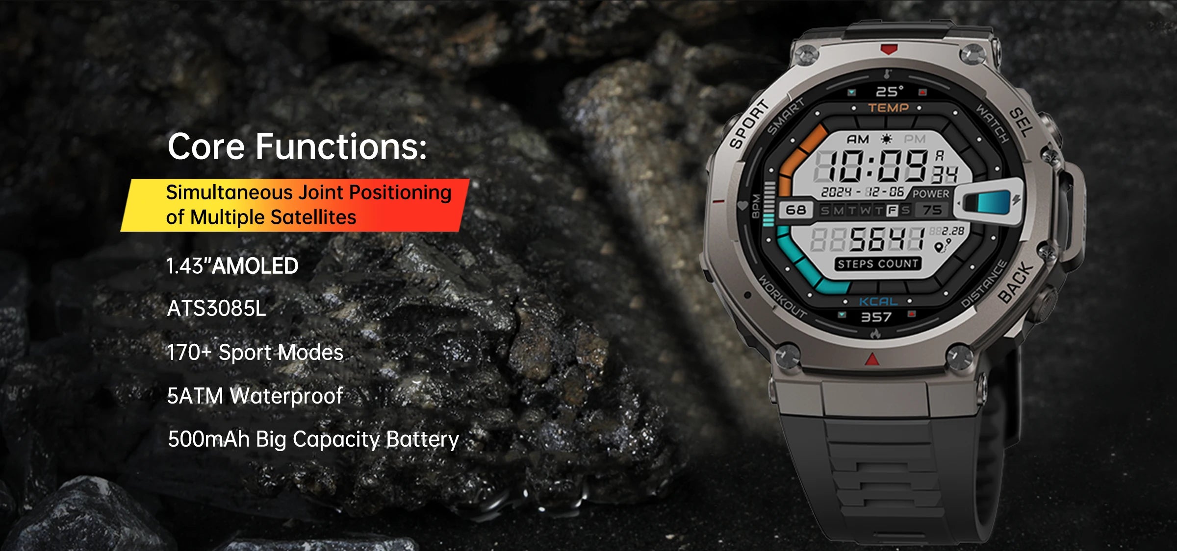 2025 GPS Smartwatch – AMOLED, Compass, Altimeter, 60-Day Battery, Bluetooth Call