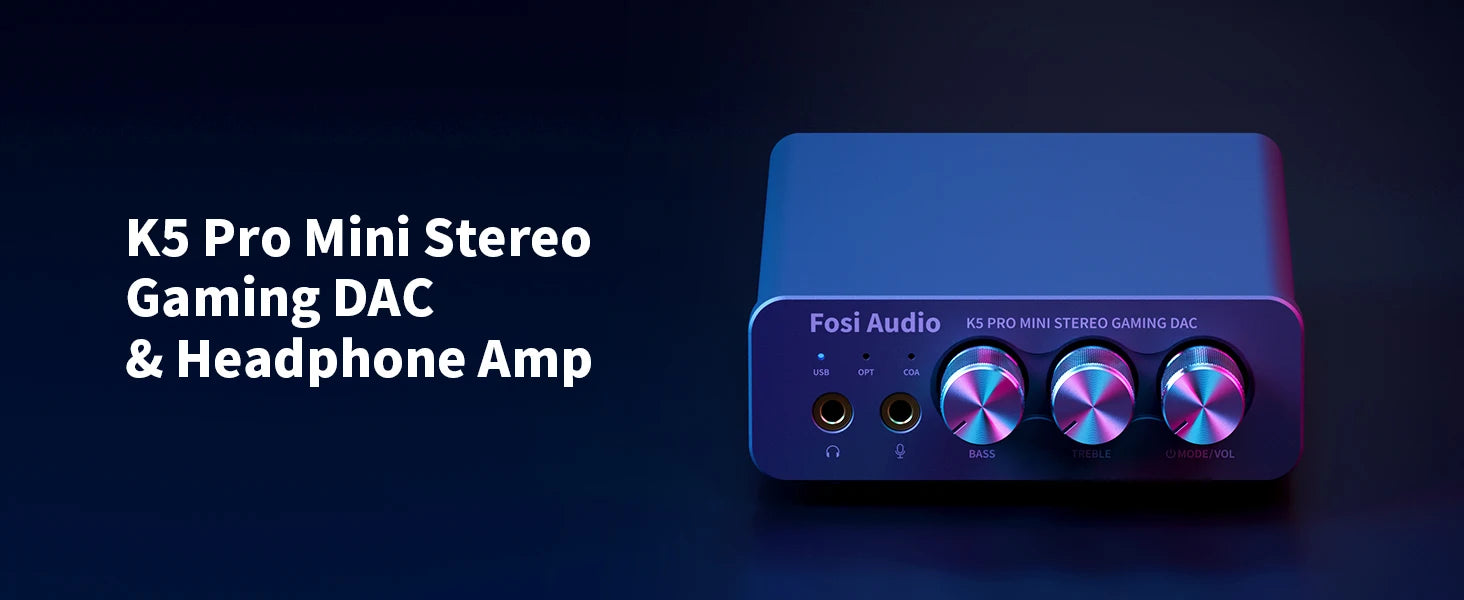 Fosi Audio K5 PRO USB Gaming DAC & Headphone Amp