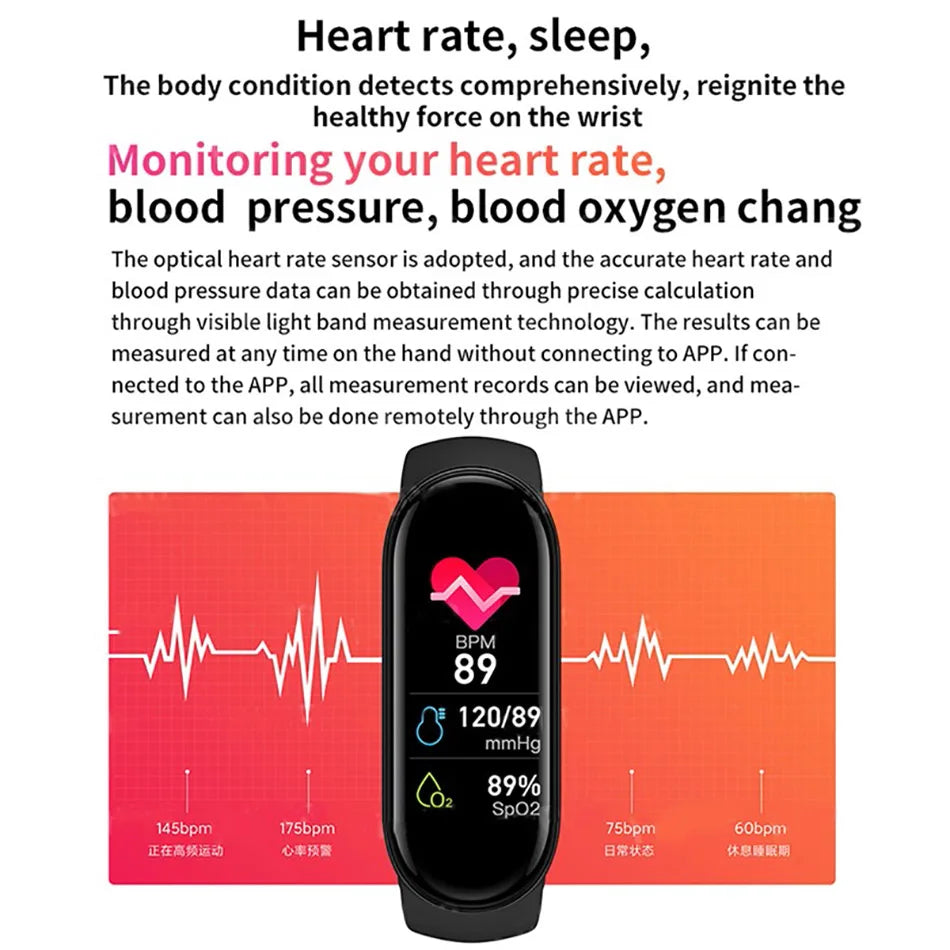M6 Fitness Smartwatch – Waterproof Health Tracker for Men & Women