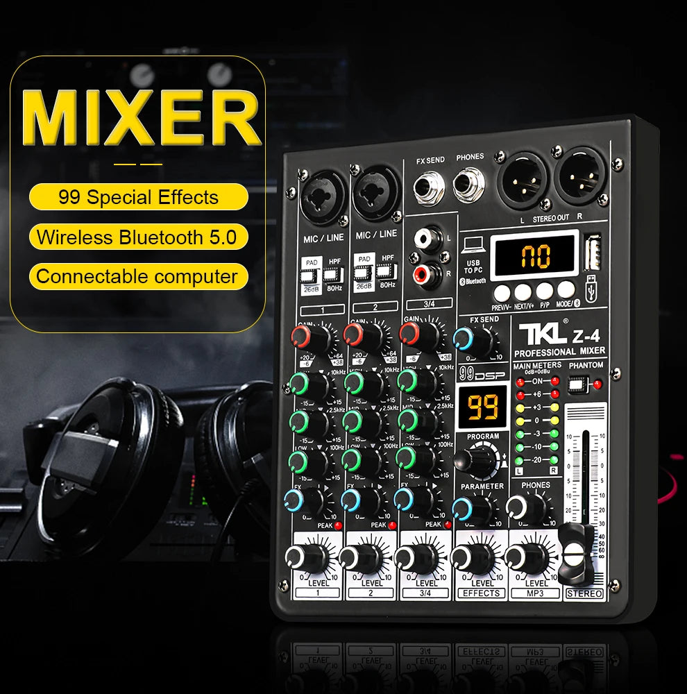 TKL 4-Channel DSP Audio Mixer with USB & Bluetooth