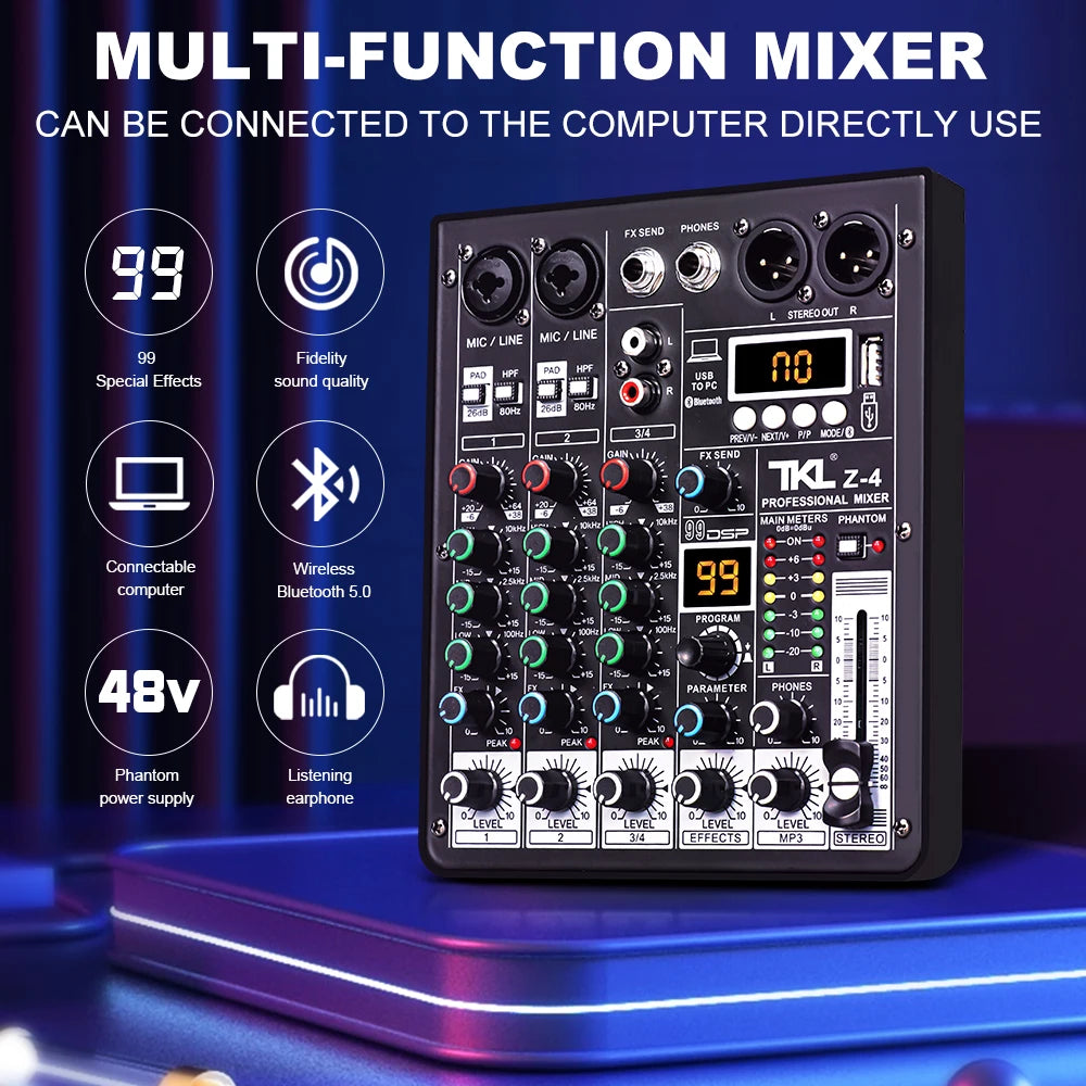TKL 4-Channel DSP Audio Mixer with USB & Bluetooth