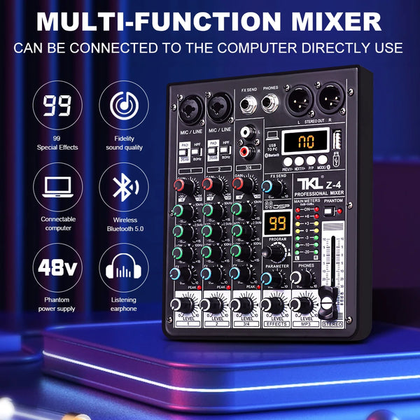 TKL 4-Channel DSP Audio Mixer with USB & Bluetooth