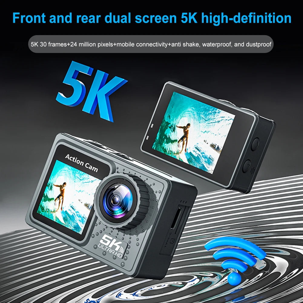 5K/4K 60FPS Dual Screen Waterproof Action Camera