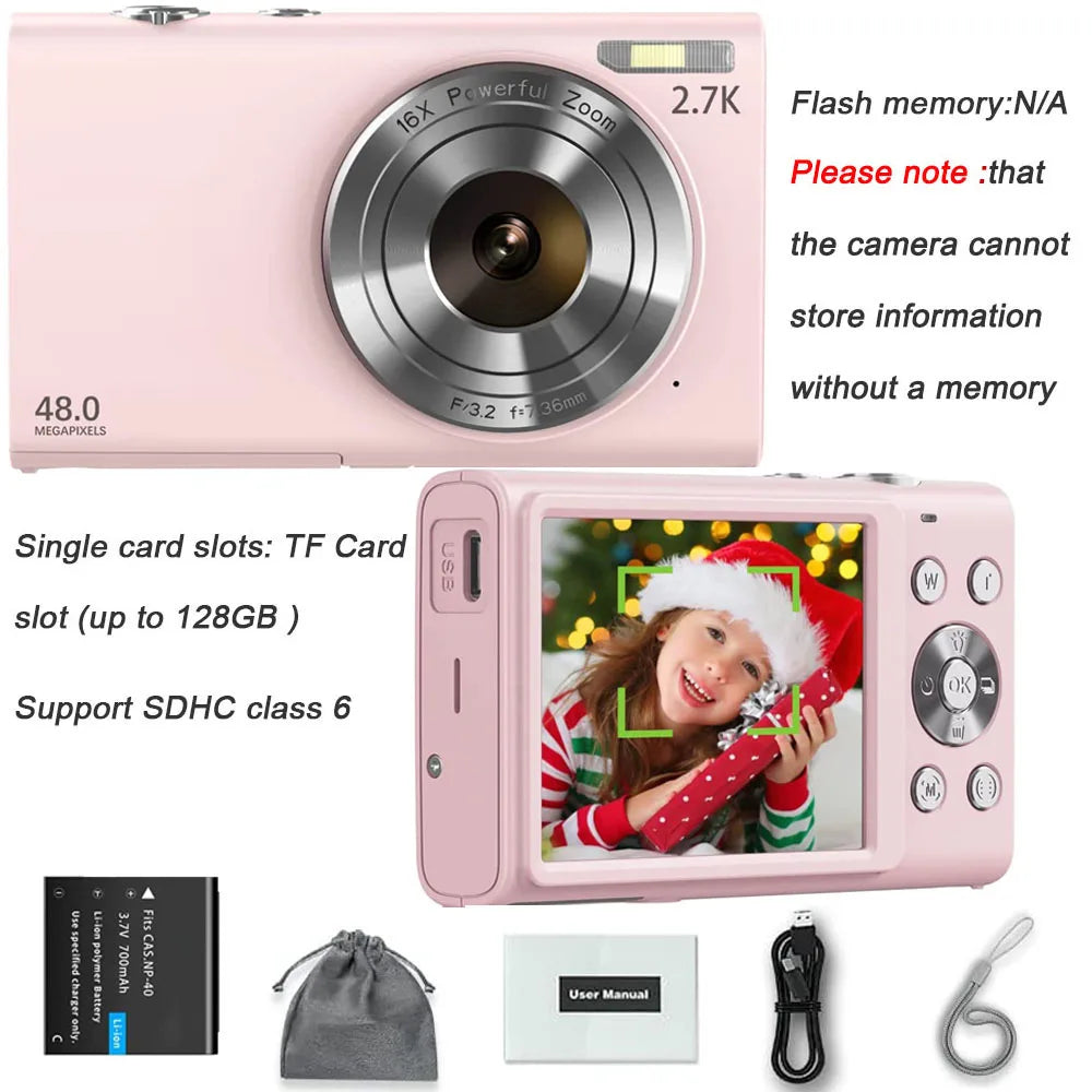 4K 48MP Digital Camera with Autofocus & Large Screen