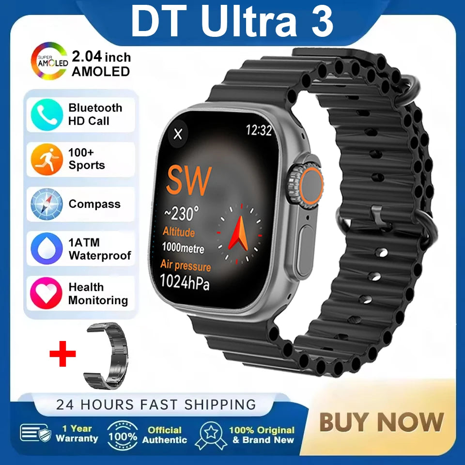 DT Ultra 3 – AMOLED Smartwatch with 4GB Storage, MP3/MP4, ChatGPT & AI Features
