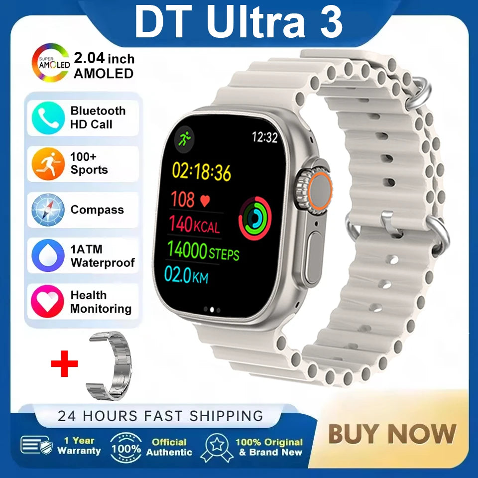 DT Ultra 3 – AMOLED Smartwatch with 4GB Storage, MP3/MP4, ChatGPT & AI Features