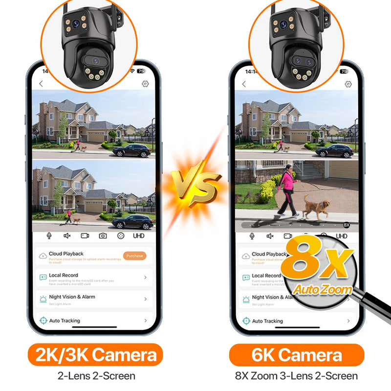 6K 9MP WiFi PTZ Outdoor Camera with Triple Lens & 8X Zoom