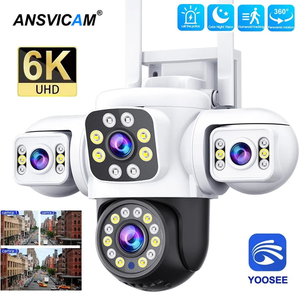 ANSVICAM 6K PTZ Camera – Triple Lens 360° Outdoor WiFi Surveillance (12MP, IP66)