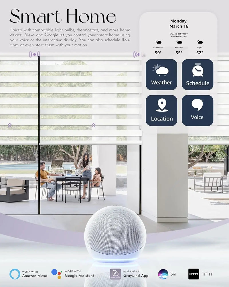 Smart Motorized Zebra Blinds – Alexa & Google Compatible