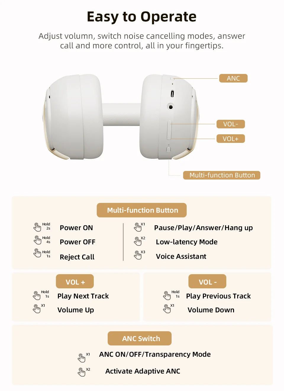 QCY H3 Pro ANC Wireless Headphones