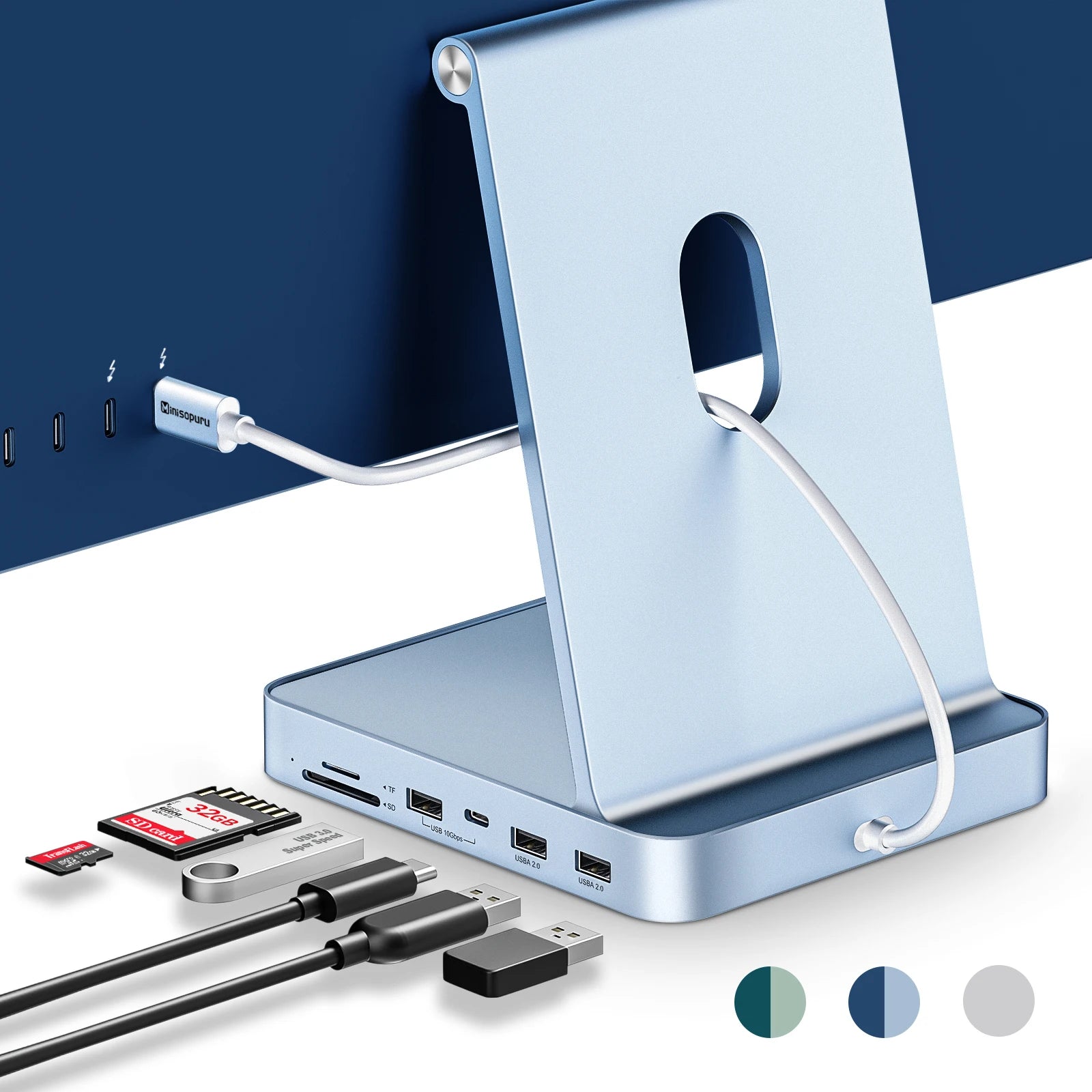 Minisopuru USB-C Hub for iMac 24" (2021–2024) with NVMe SSD Support
