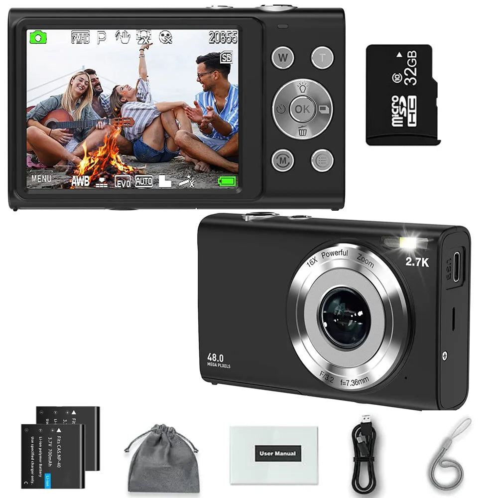 4K 48MP Digital Camera with Autofocus & Large Screen