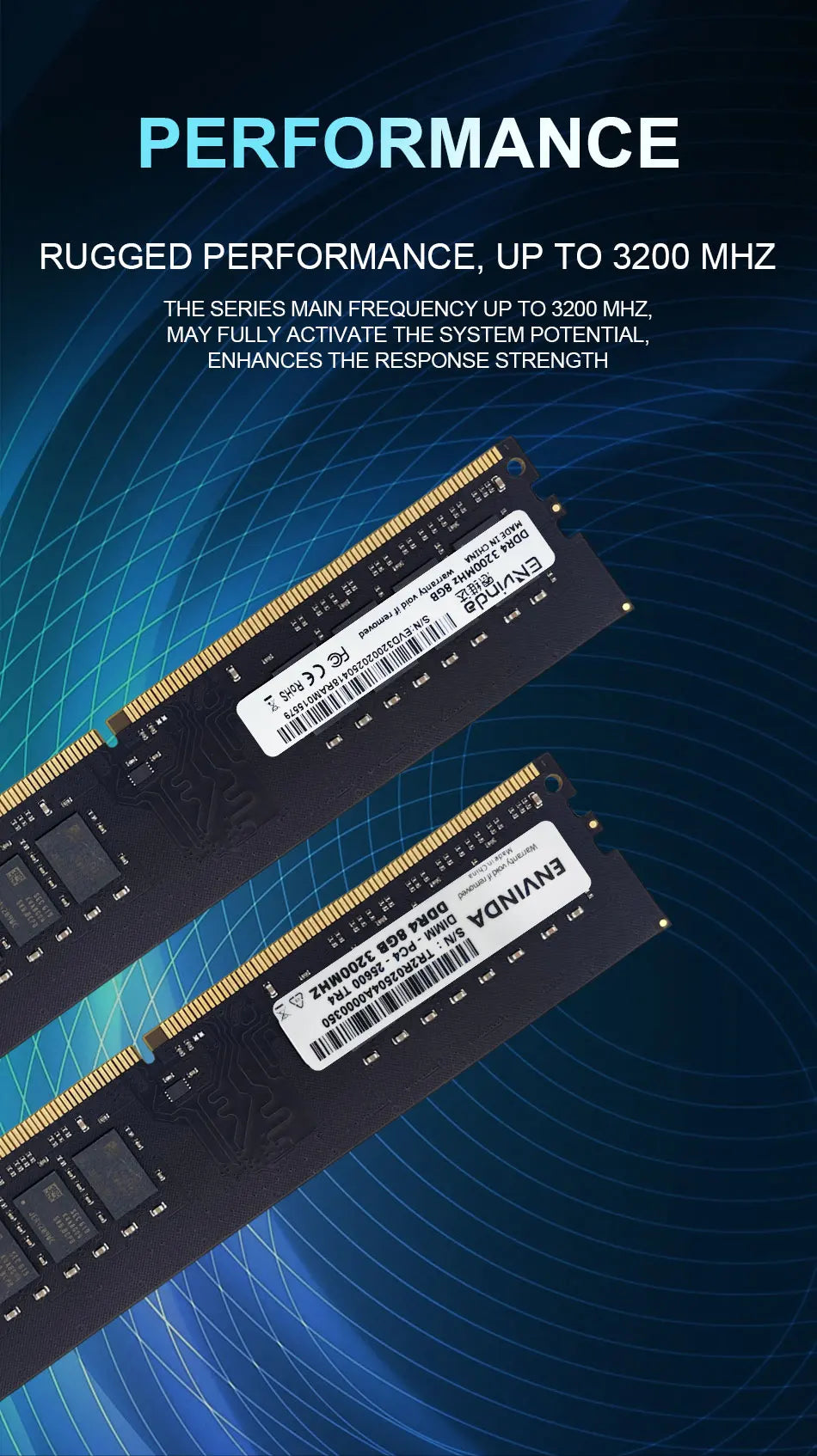 ENVINDA 8GB/16GB DDR4 3200MHz Desktop RAM