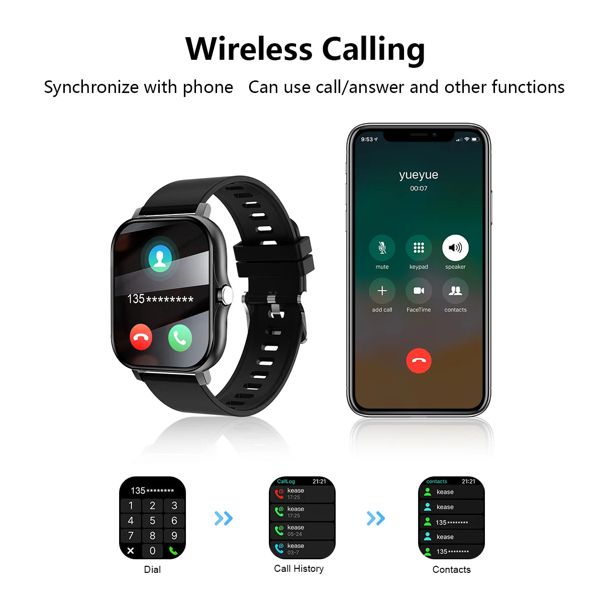 Smart Watch with Wireless Calling & Fitness Tracking