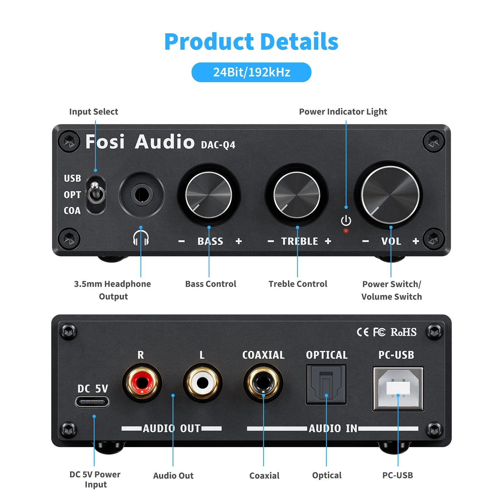 Fosi Audio USB Gaming DAC & Headphone Amp