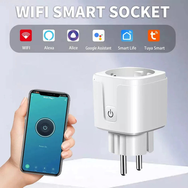 EU Tuya WiFi Smart Plug 16A/20A with Power Monitoring & Voice Control