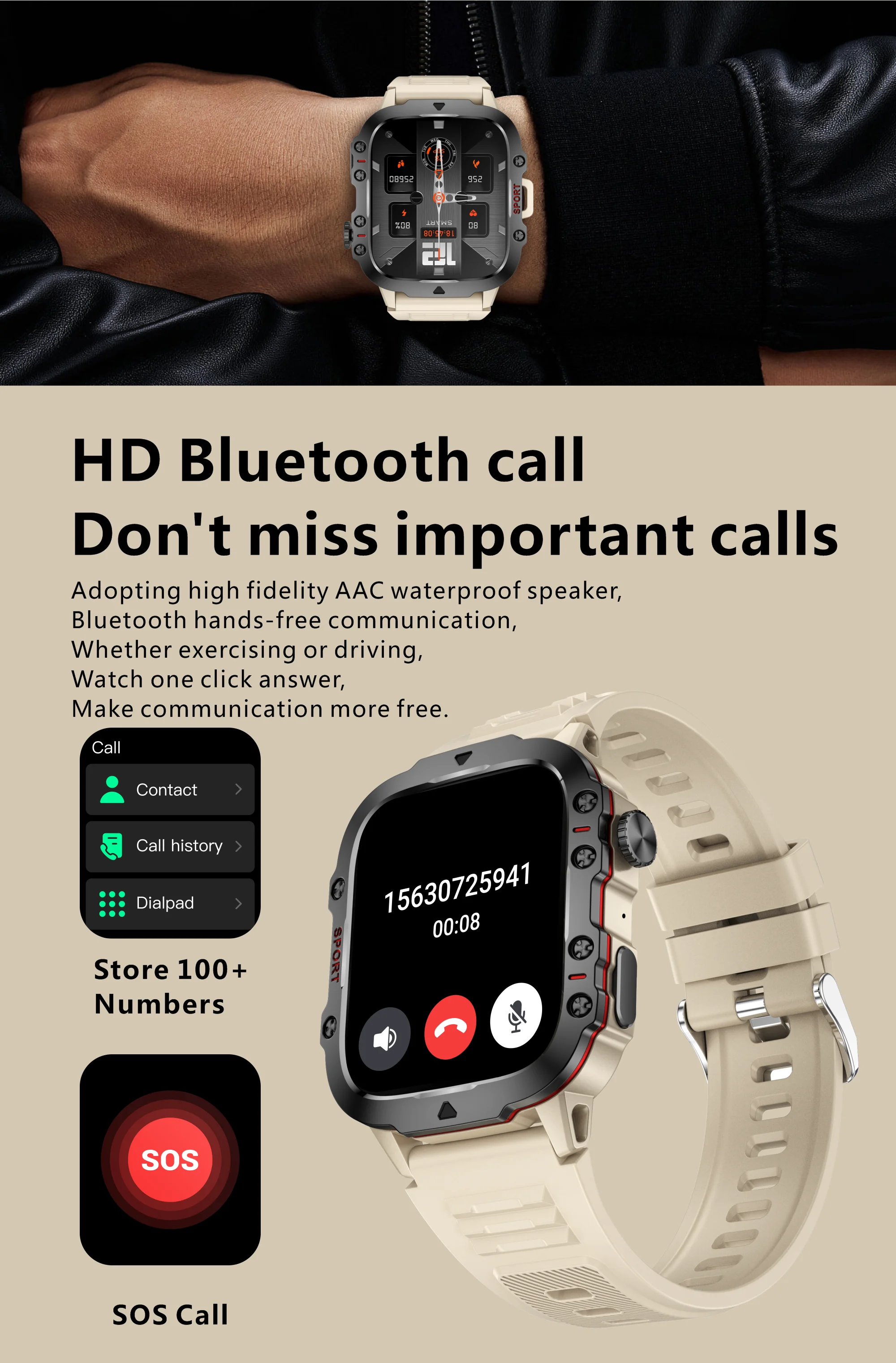 Original 2025 Smart Watch with Bluetooth Call & 3ATM Waterproof