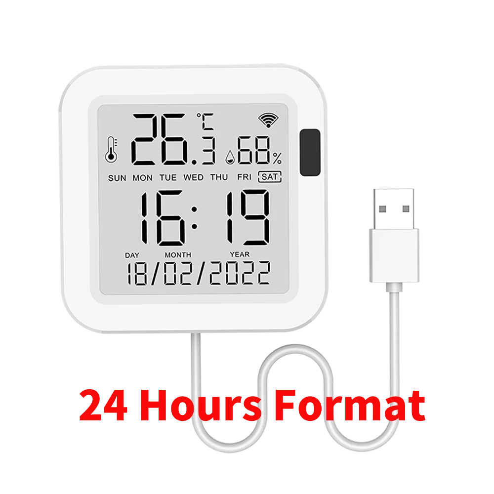 Tuya WiFi Smart Temperature & Humidity Sensor with Backlight, Works with Alexa & Google