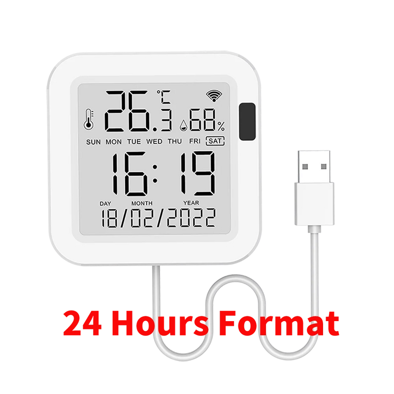 Tuya WiFi Smart Temperature & Humidity Sensor with Backlight, Works with Alexa & Google