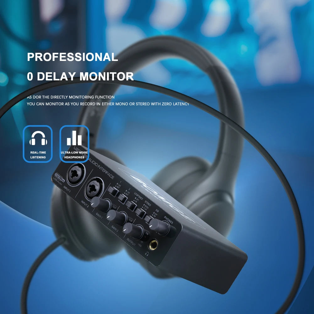 BOMGE U202 USB Audio Interface – 32-Bit Mic Preamp for Recording & Streaming