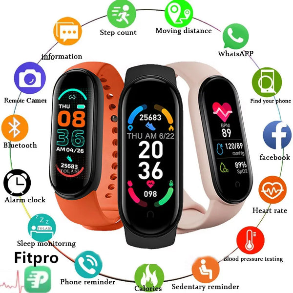 M6 Fitness Smartwatch – Waterproof Health Tracker for Men & Women