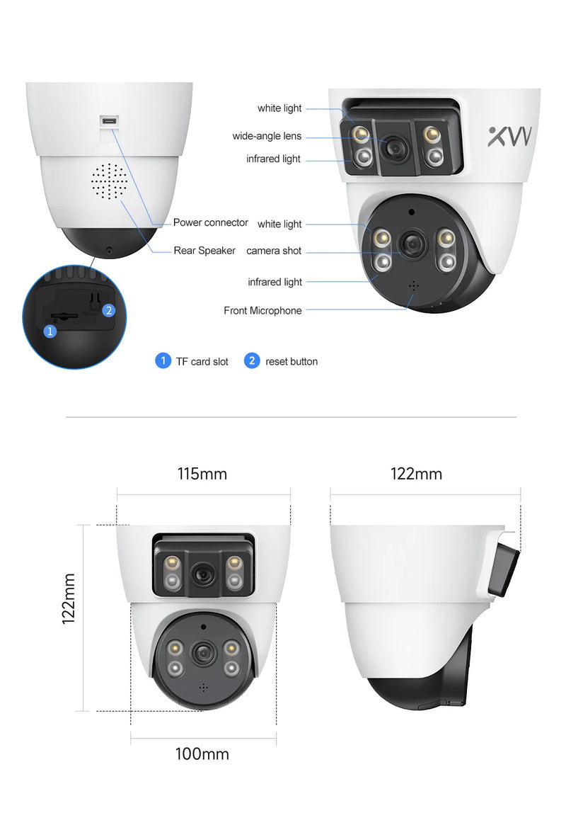 Xiaovv 4MP WiFi PTZ Security Camera – Dual Lens