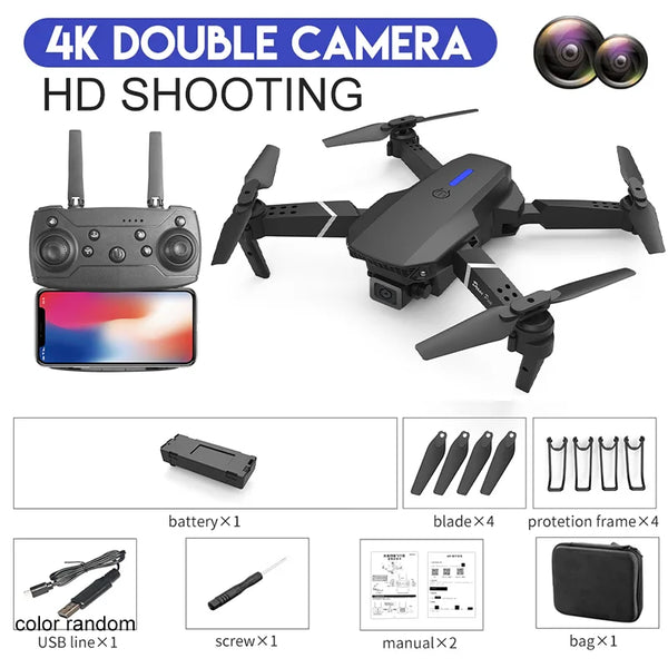 2024 E88Pro Foldable 4K RC Drone with 3 Batteries