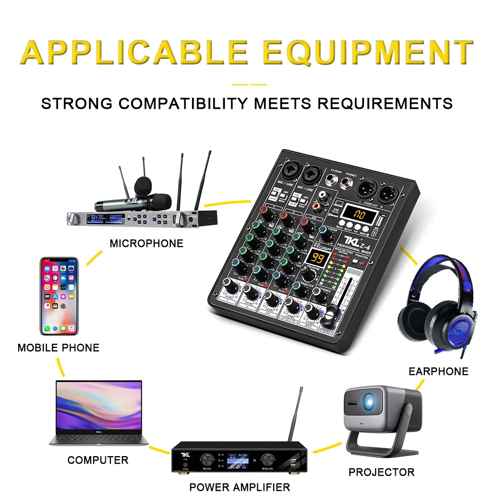 TKL 4-Channel DSP Audio Mixer with USB & Bluetooth