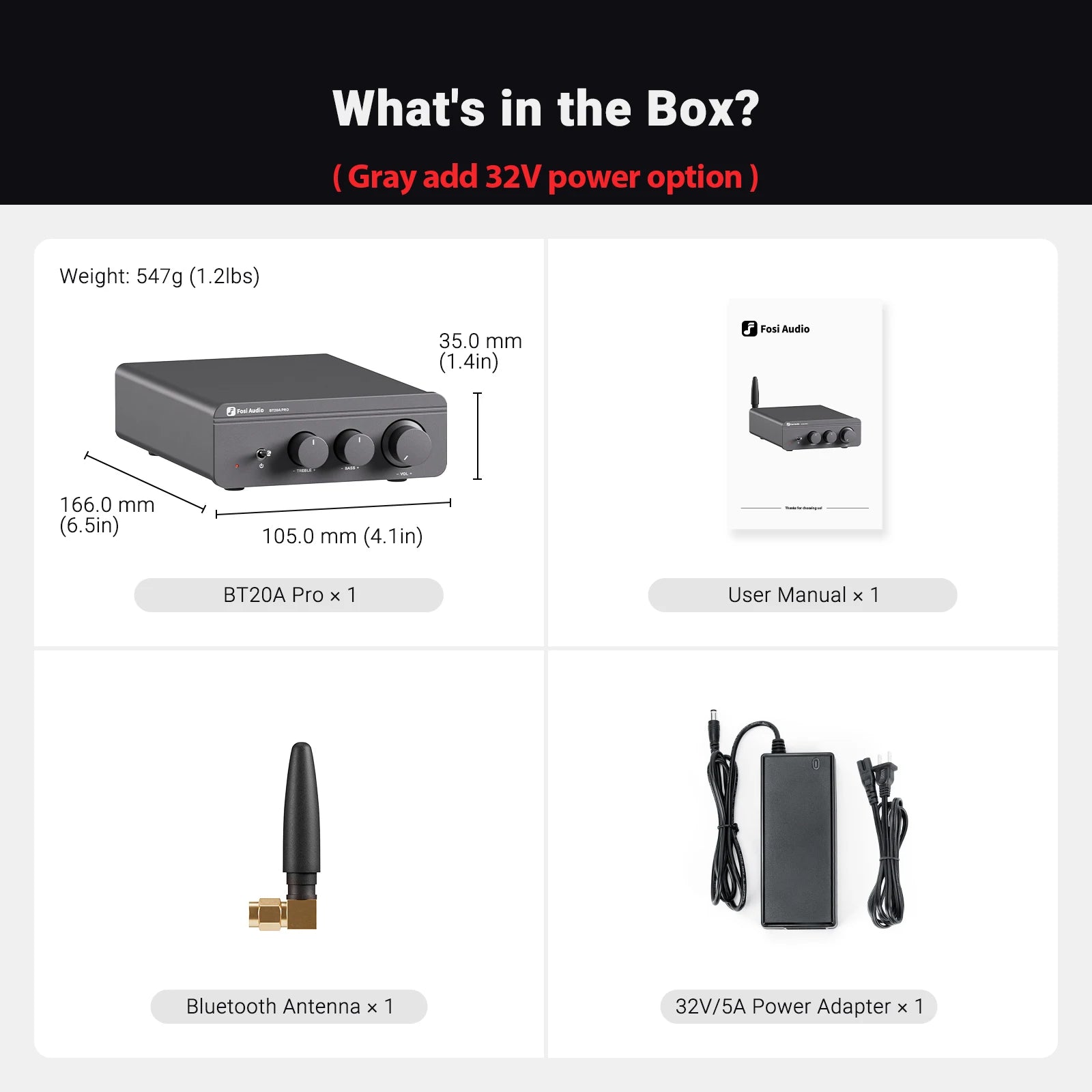 Fosi Audio BT20A Pro Bluetooth HiFi Amplifier
