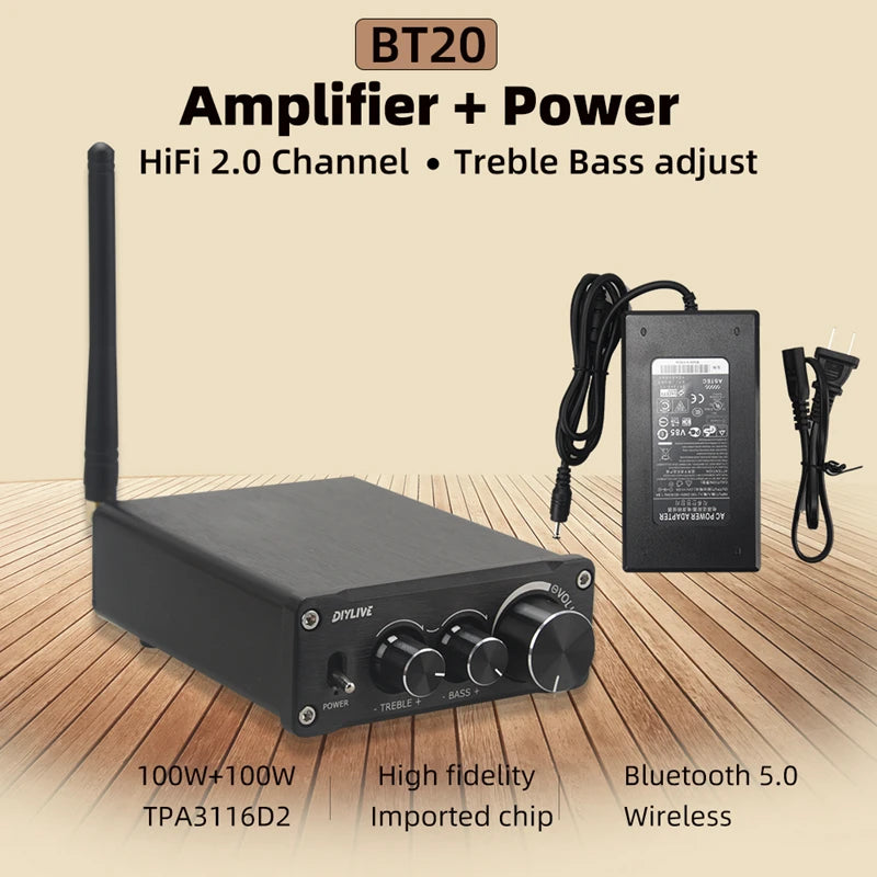 HiFi Bluetooth 5.0 Audio Amplifier TPA3116D2 100W×2