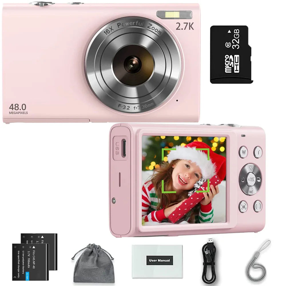 4K 48MP Digital Camera with Autofocus & Large Screen