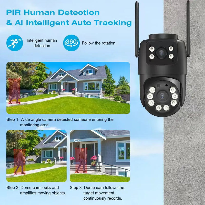 BELIA 4K 8MP WiFi PTZ Security Camera with Dual Lens & AI Human Detection